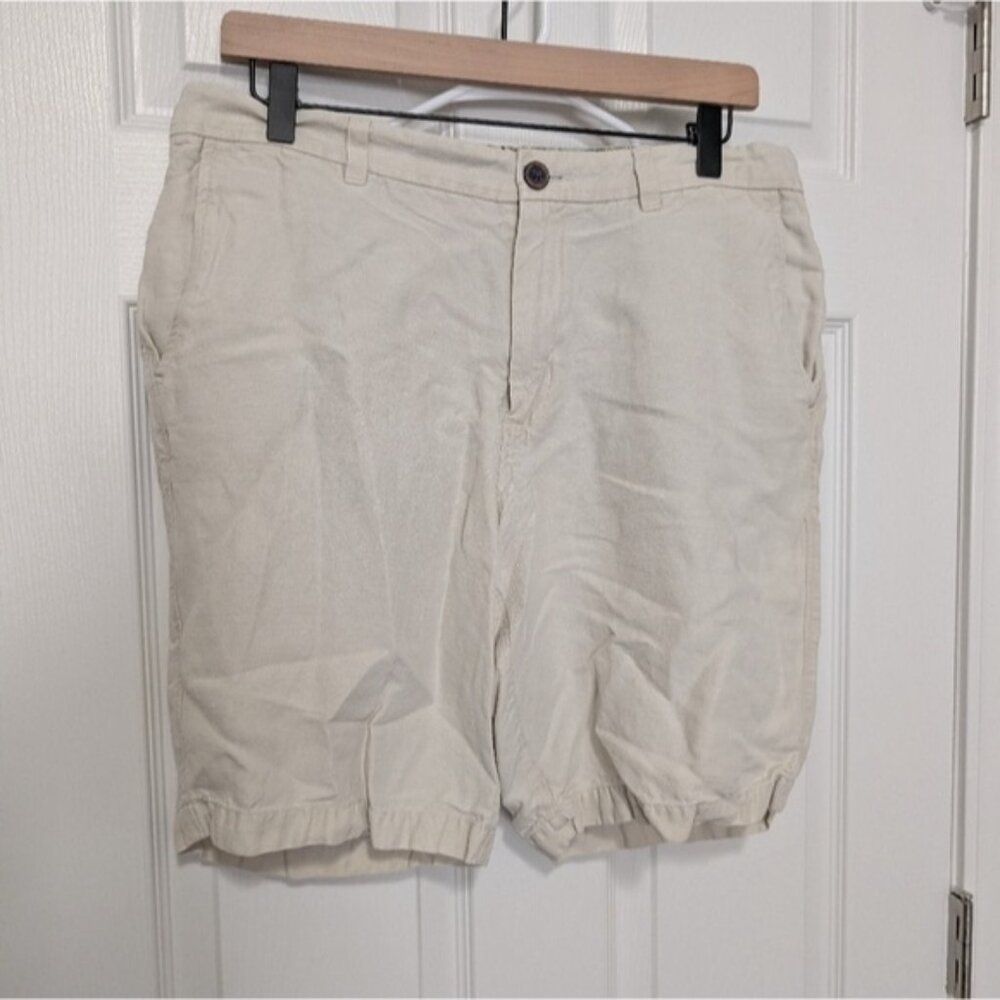 Tommy Bahama, Size 32, 9" Linen Blend Flat Front Khaki Shorts, Golf, Resortwear